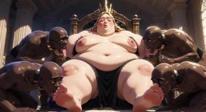 SSBBW Queen Body Worship - Slaves Licking Her Entire Body to Orgasm
