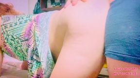 my stepbrother took advantage of the fact that we were alone, he silently fucked my ass and my giant pink pussy