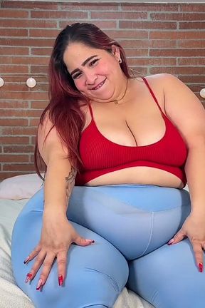Big BBW Rubs Her Huge Belly &amp; Chest - Thick Flirty Tease on Bed