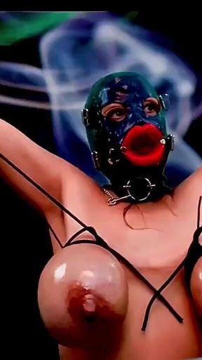 Gimp mask hucow tied tit busting