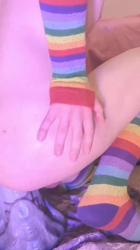 Size queen femboy riding XXL tongue with belly bulge! (FemboyRaine)   Clip 3