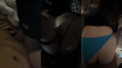 Big juggs swinging as college girl gets her deep throat