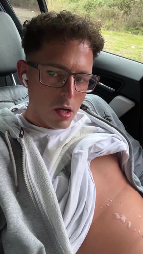 Iconic moment from "Really cute twink boy jerks off his stinky cheese-smeared penis outside in the car until he cums"