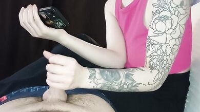 A modest stepdaughter watches a movie and at the same time jerks her stepfather's