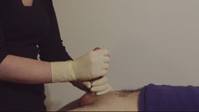 Nurse tight latex gloves handjob
