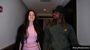 Petite brunette gets BBC in hotel - rough doggystyle and reverse cowgirl