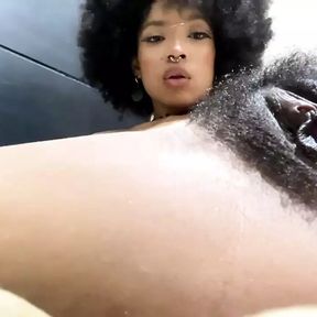 Sexy Ebony Want to Play with Pussy in the Bathrooms