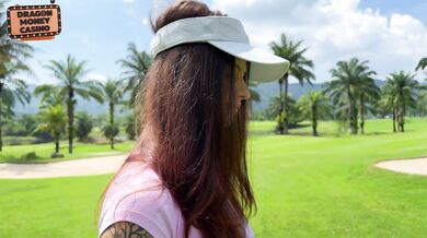 Rough swing in her pussy on the golf course