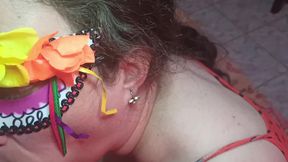 Delicious morning blowjob with a rich cumshot on her big tits