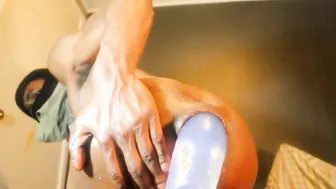 Black Twink Gapes and Pushes Out XXL Dildo
