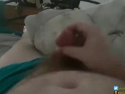 Beating my cock to make a mess all over my belly
