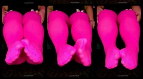 All Footjob Motions 1minute clip BBW in Pink Thigh High Nylon Stockings SweetFootWork POV Foot Worship