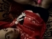 Teasing sissy Lola in her Christmas sweater