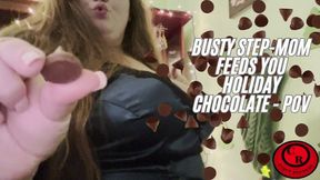 Busty Step-Mom Feeds You Holiday Chocolate - POV - CurvyRedhead - WMV