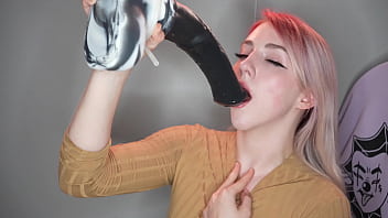 Showing What I Do Part 1 - Deepthroating Huge Bad Dragon Dildos