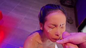 Huge Facial For Skinny Slut