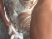 Chocolate Sexsymbol Stroking BBC IN THE Shower UNTIL she Cum's LARGE LOAD..