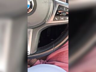 Step mommy hand slide into step son rod in the car park
