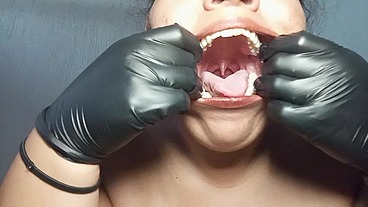 Latex Gloves Mouth Play