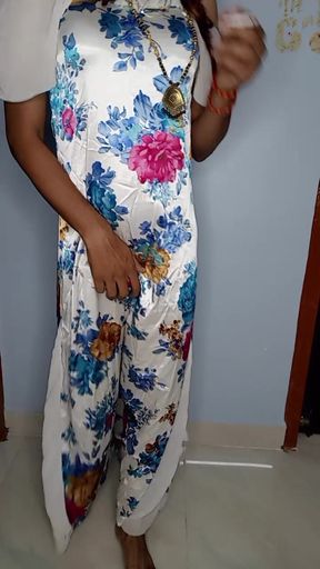stepmom sexy satin gown and bra panty