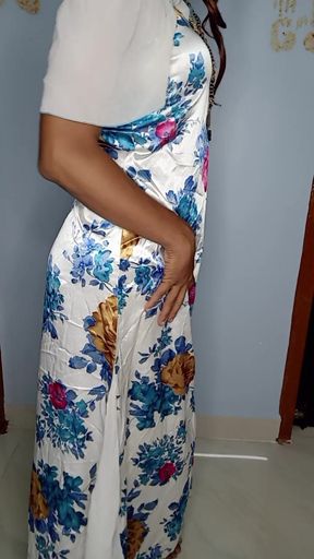 stepmom sexy satin gown and bra panty