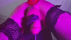 Doggystyle nutting with a humungous wall mounted knotted faux-cock in my taut assfucking