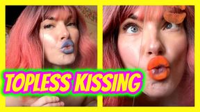 Topless Lipstick Glass Kissing