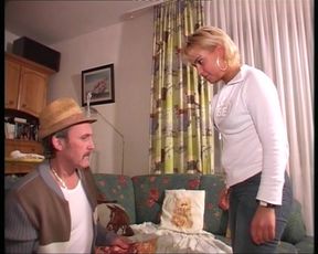 Sexy German blonde rides dick of an older dude