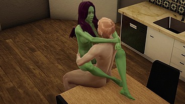 Gamora receives a good penetration against the kitchen table [Full Video]