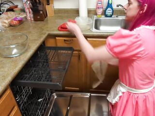 Trans Rubber Sissy Maid Doing Dishes