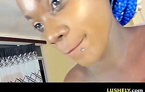 Hot Ebony masturbates with Lovense Lush Vibrator