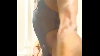 Post Workout Flex &amp_ Bust Show Geared in Mesh Bodysuit