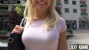 Japanese Guy Vs Sweet Blonde Beauty - Her Huge Breasts Surprise, Then Her First Japanese Lover Ends Deep Inside 1st