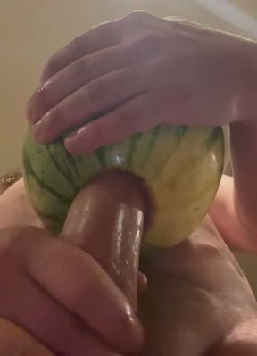 Fucking a Fresh Watermelon from Below