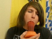 Practicing blowing crackers with makeup on