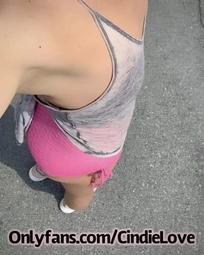 Public Sissy Walk Girls Workout Top and Slutty Booty Shorts