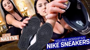 You now lick my Nike sneakers clean ( Shoe Worship POV with Lady Nastya ) - FULL HD wmv