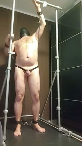 Bondage Session in Full Body Shackles   Clip 1