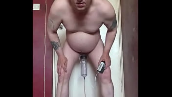 bisexual gay mark wright inserts electro nipple clamps on the end of his cock and takes a piss at the same time filling up his piss tube and covering all the electro wires