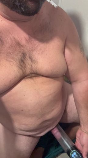 Fat Daddy Smoking and Pumping on the Toilet