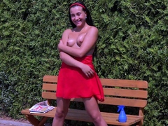 Busty brunette solo masturbation