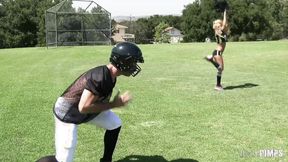 ”Big Boobed Blonde Cheerleader Honey Blossom Seduces Quarterback Charles Dera”