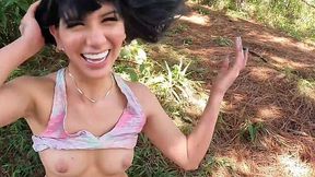 Pretty Brunette Latina Chick Lets Her BF Fuck Her In the Forest & Cum On Her Huge Booty