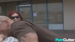 Redheaded Slut Marsha Lord rides a big tool