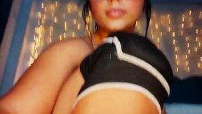 Teen with a perfect body fucks a giant cock