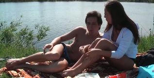 Picnic on a lake shore with juicy tanned Russian bitch Ann