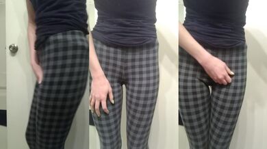 Desperate to Pee in Gray Leggings