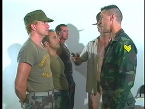 Military naughty men fucking ass and sucking cock in MMM threesome in the classroom