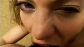 ”Blonde Casting blowjob closeup”