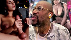 thicc big breast transgender girl jerking off her huge girl cock, ai generated